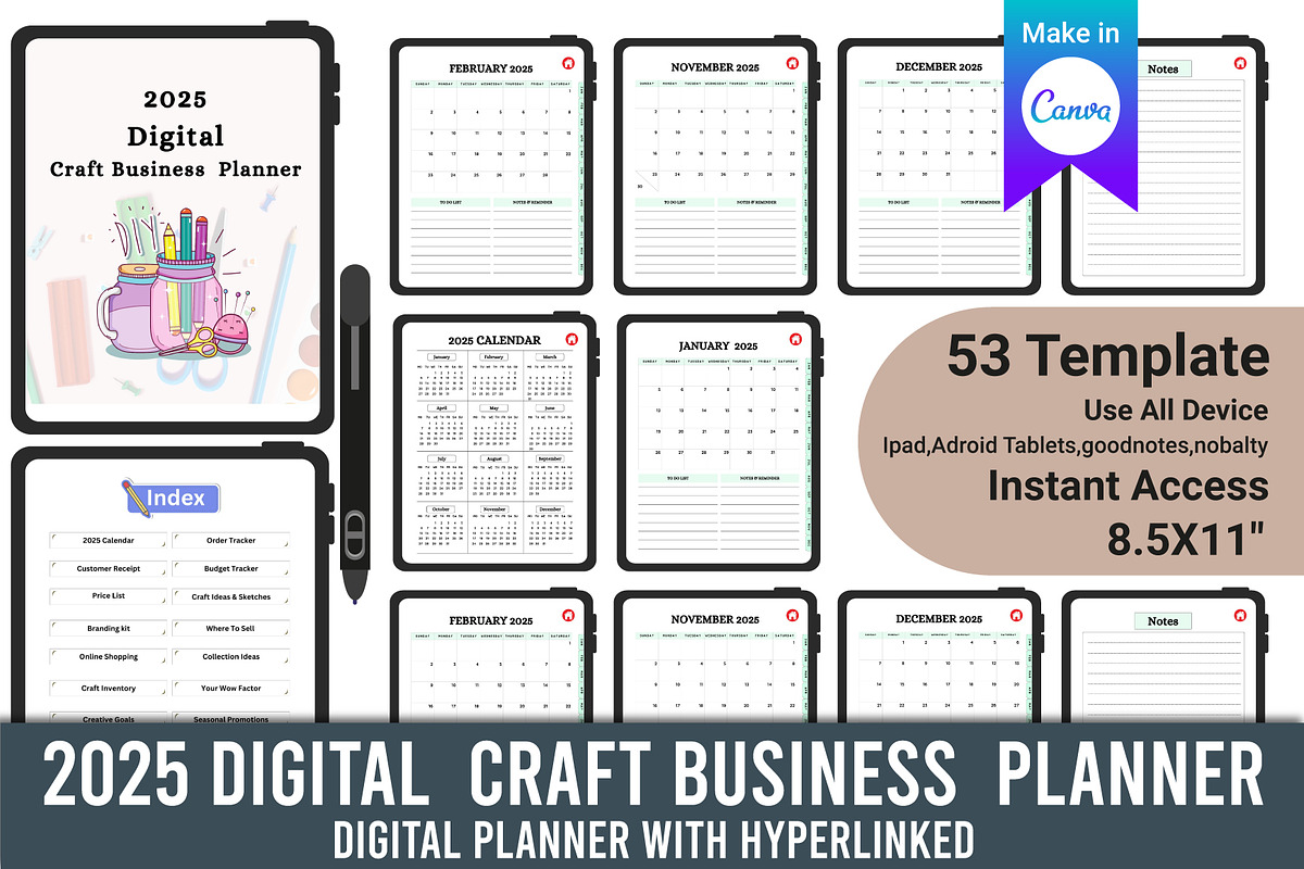 2025 Digital Craft Business Planner, a Stationery Template by Designmela01 (Photo 1 of 4)