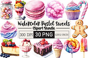 Watercolor Pastel Sweets Clipart, an Illustration by Black Bird Studio (Thumbnail 1 of 6)