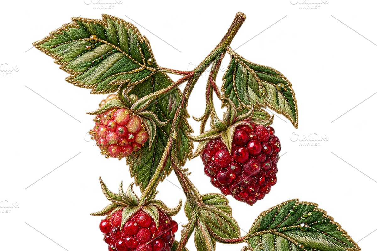 Beaded Raspberry Sprig PNG, an Object Graphic by The Edit (Photo 1 of 3)
