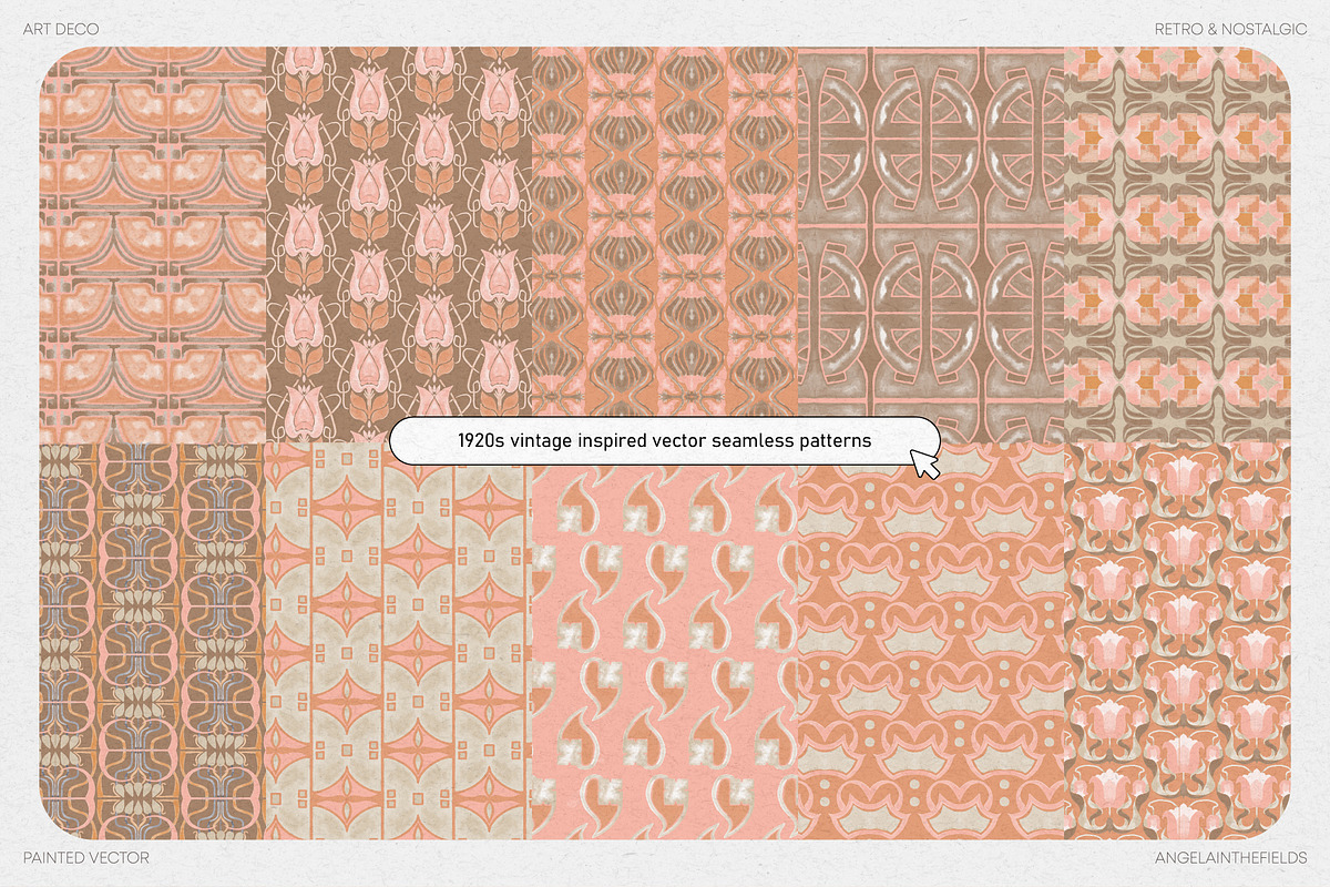 Art Deco Vector Pattern Set, a Texture Illustration by angelainthefields (Photo 4 of 8)