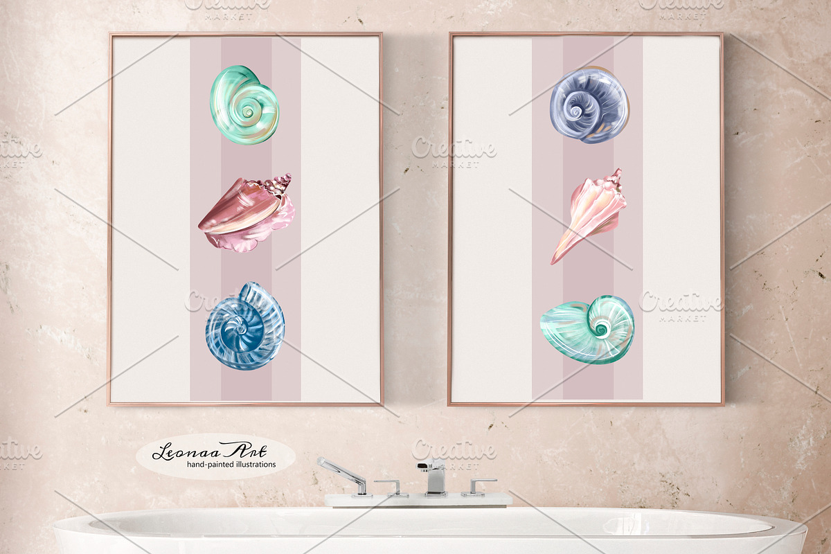 Seashells Clipart Collection, a Seasonal Illustration by Leonaa art (Photo 8 of 9)