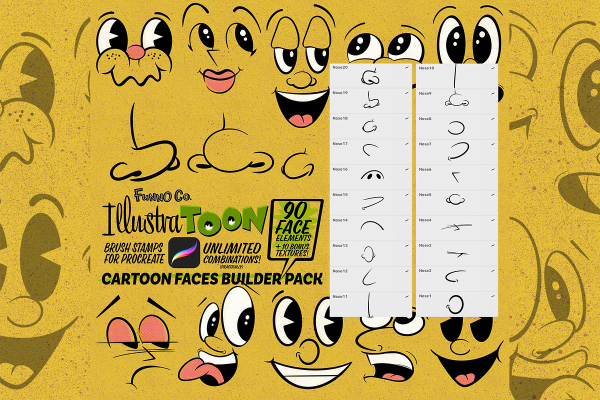 IllustraTOON Cartoon Faces Maker, a Brush Add-On by Funno Co. (Photo 4 of 5)