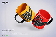 Two Floating Ceramic Mugs Mockup, a Cups & Container Mockup by Se٧enStudio (Thumbnail 1 of 2)