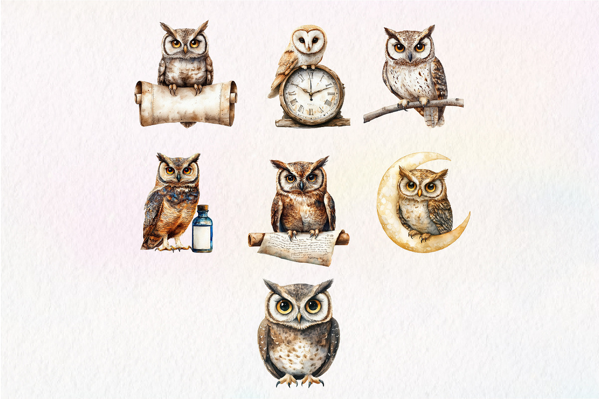 Vintage Owl Clipart, an Illustration by Dream Creation (Photo 5 of 5)