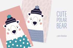Cute polar bear in hat and sweater, an Animal Illustration by Good Studio