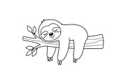 Cute Sloth Line Art Bundle, an Illustration by musafir_fashion (Thumbnail 3 of 51)