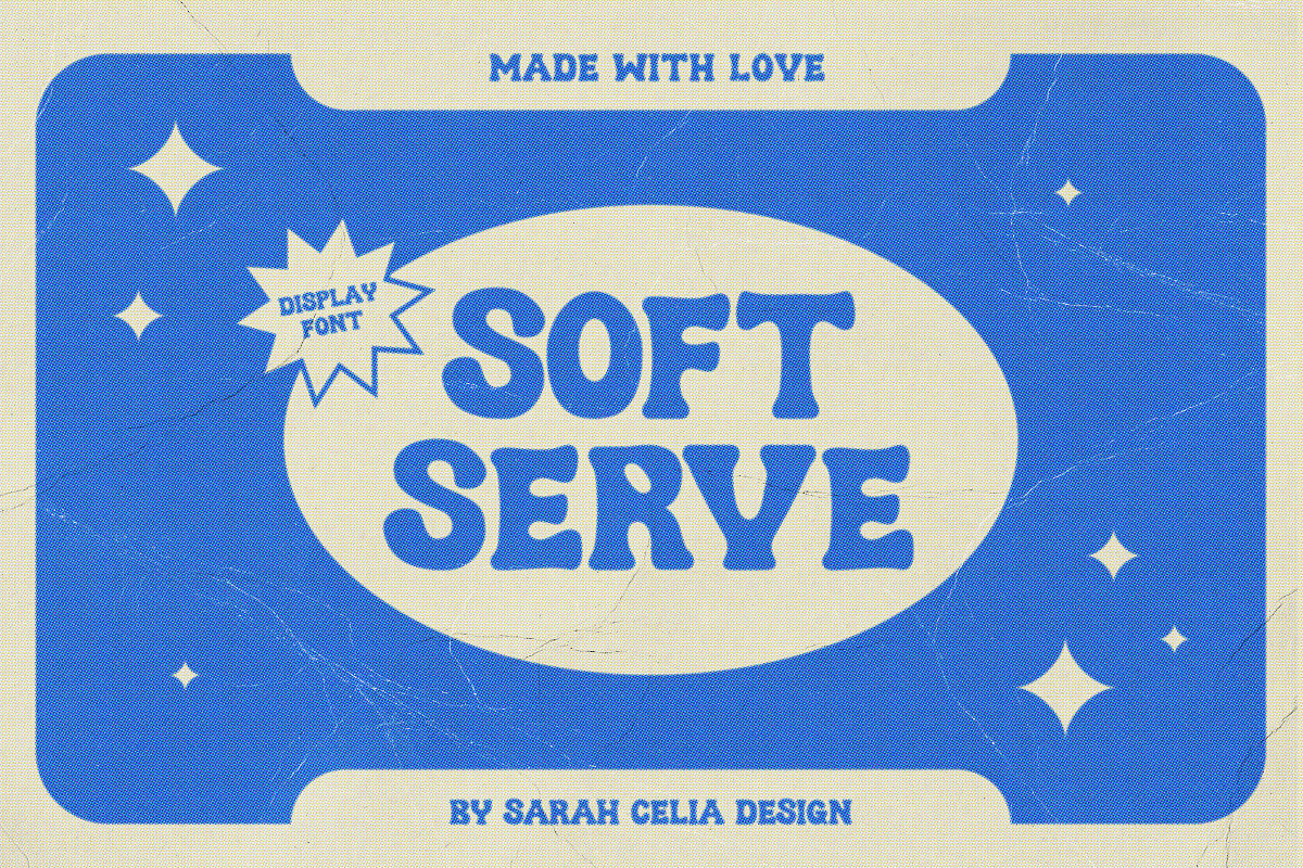 Soft Serve Retro Display Font, a Serif Font by Sarah Celia Design (Photo 1 of 3)