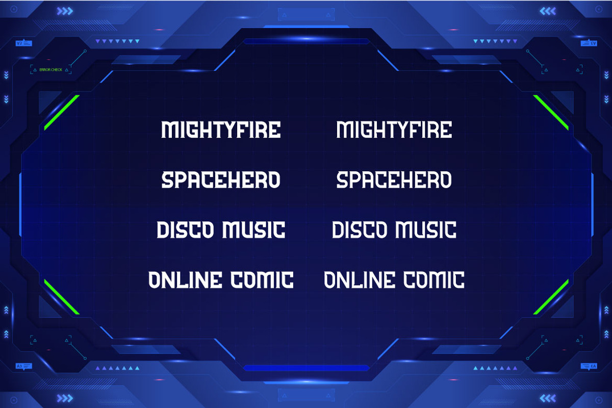 Heroes-X Futuristic Display Font, a Font by Mightyfire (Photo 3 of 3)