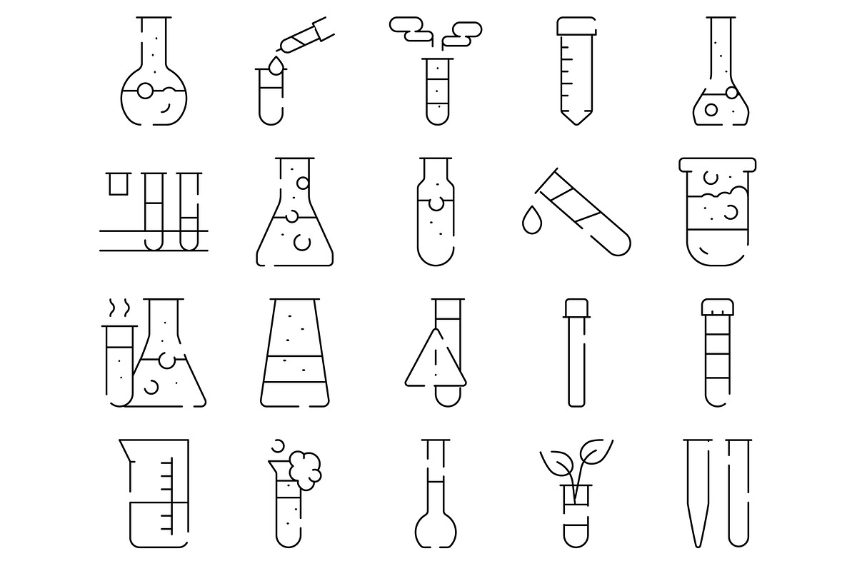 Laboratory glassware outline icons, an Object Graphic by pikepicture (Photo 2 of 3)