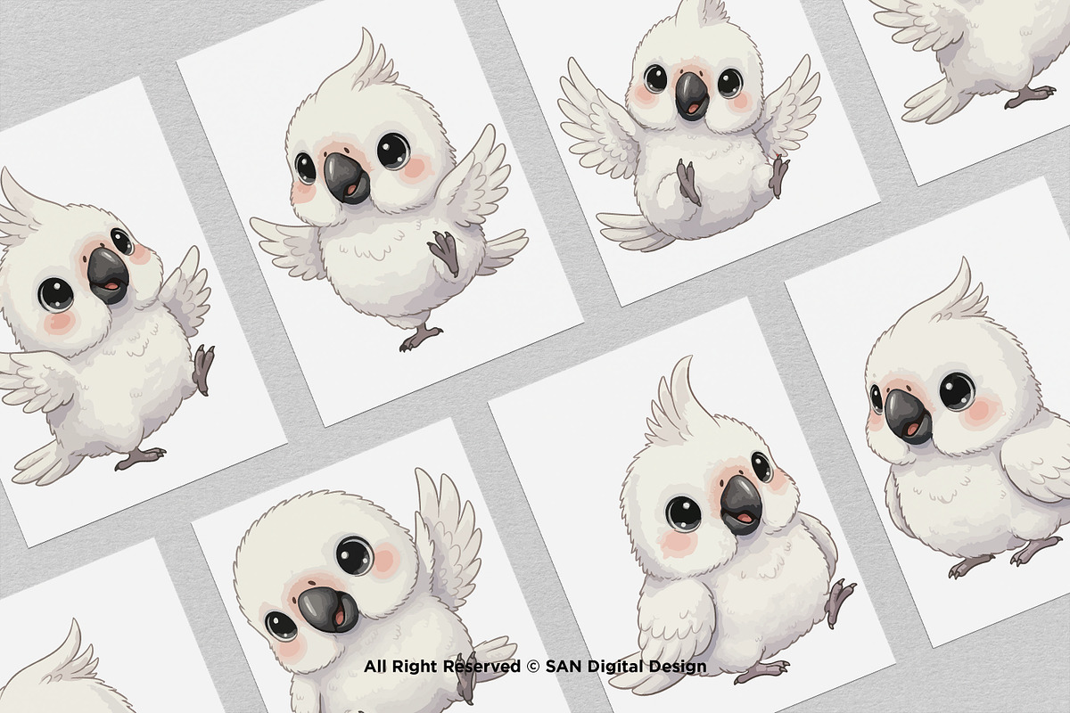 15 Bundle Watercolor White Parrot, an Animal Illustration by Morspective (Photo 3 of 8)