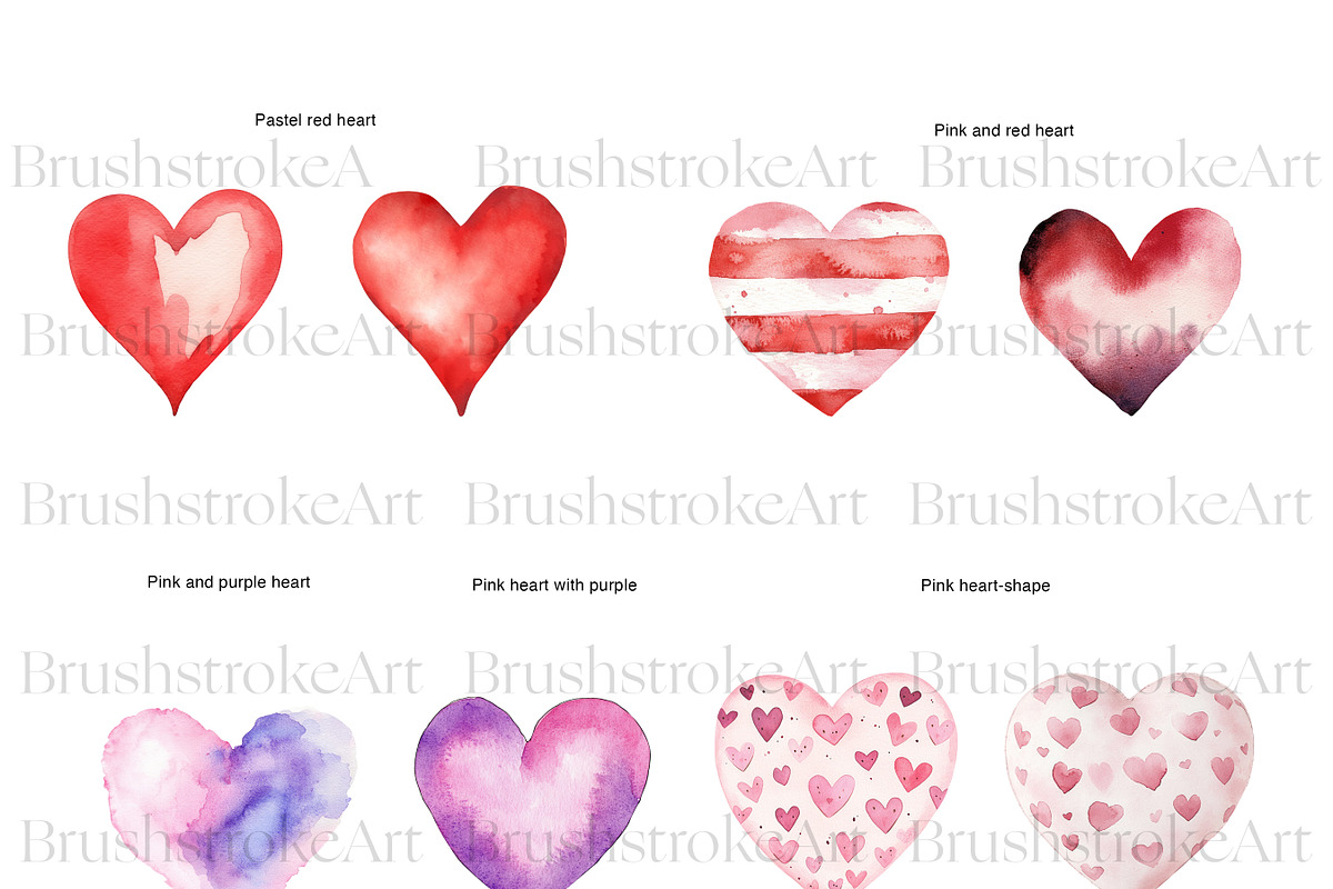 Heart Shapes Clipart, Red Heart PNG, a Decorative Illustration by BrushstrokeArtGB (Photo 4 of 9)