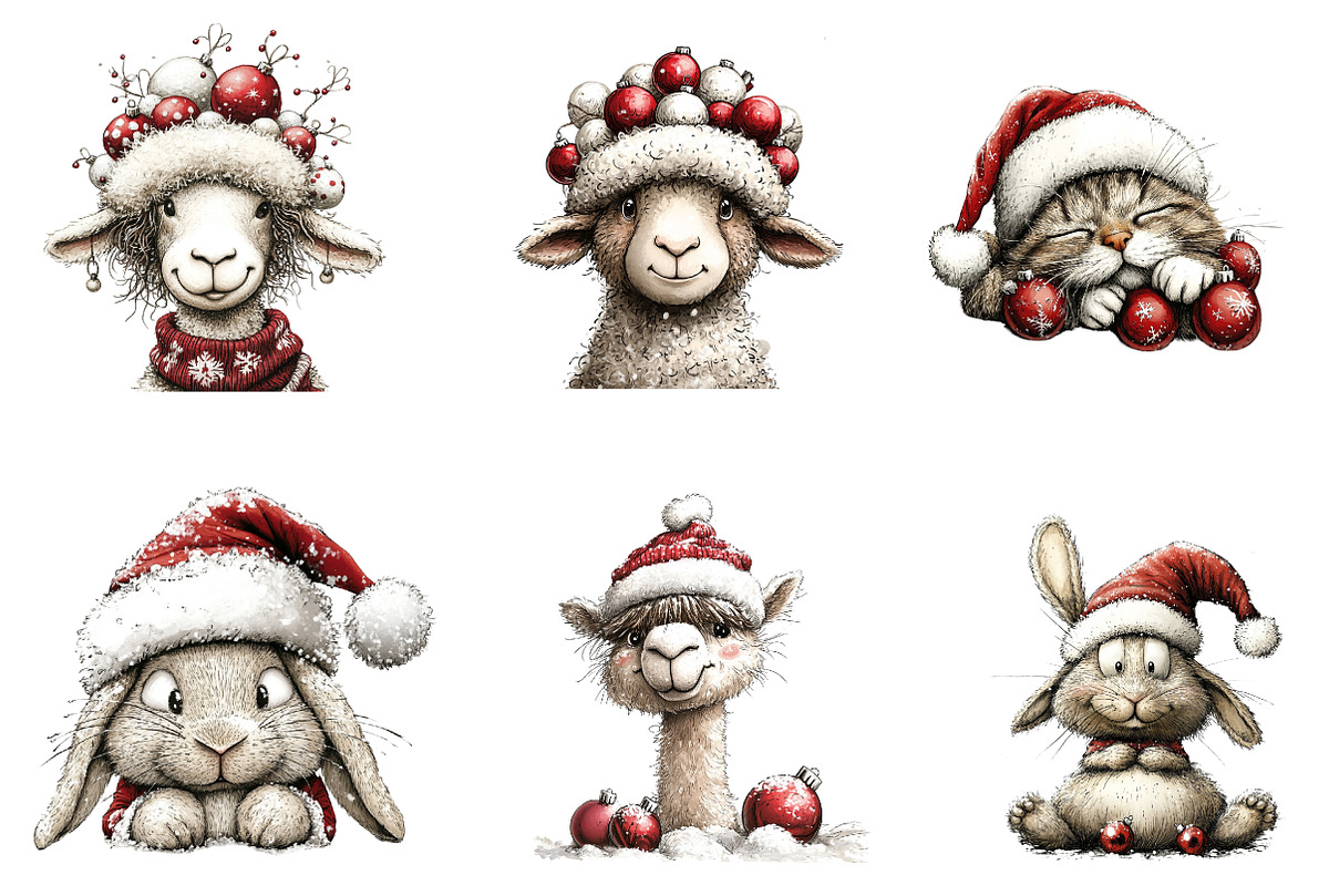 Cute Animals Christmas Clipart, an Illustration by CreationArt (Photo 5 of 5)