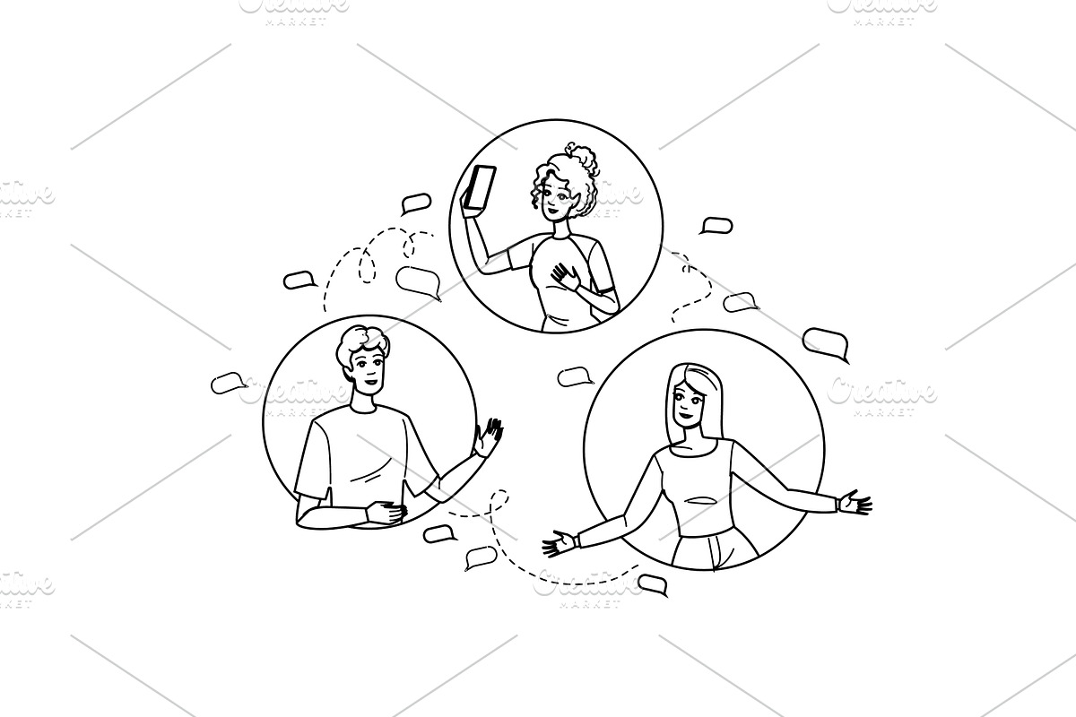 online remote collaboration vector, a Person Illustration by pikepicture