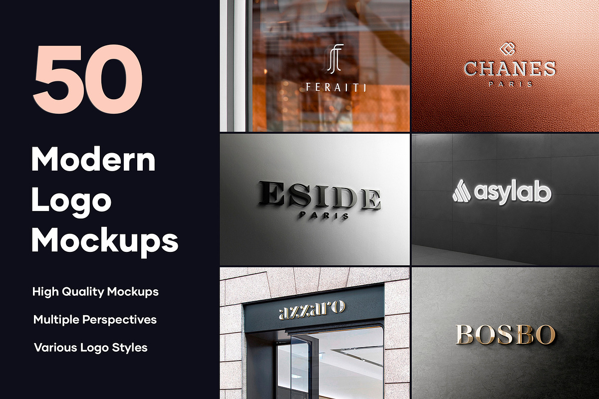 50 Logo Mockup Branding Bundle - V3, an Advertising Mockup by Asylab (Photo 57 of 57)