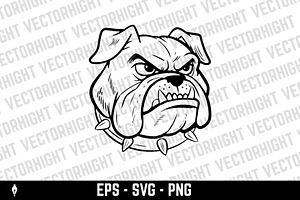 Illustration of bulldog head., an Animal Illustration by Vectorhight