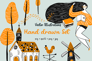 Vector Illustration Hand-drawn Set, a Person Illustration by Huza Studio