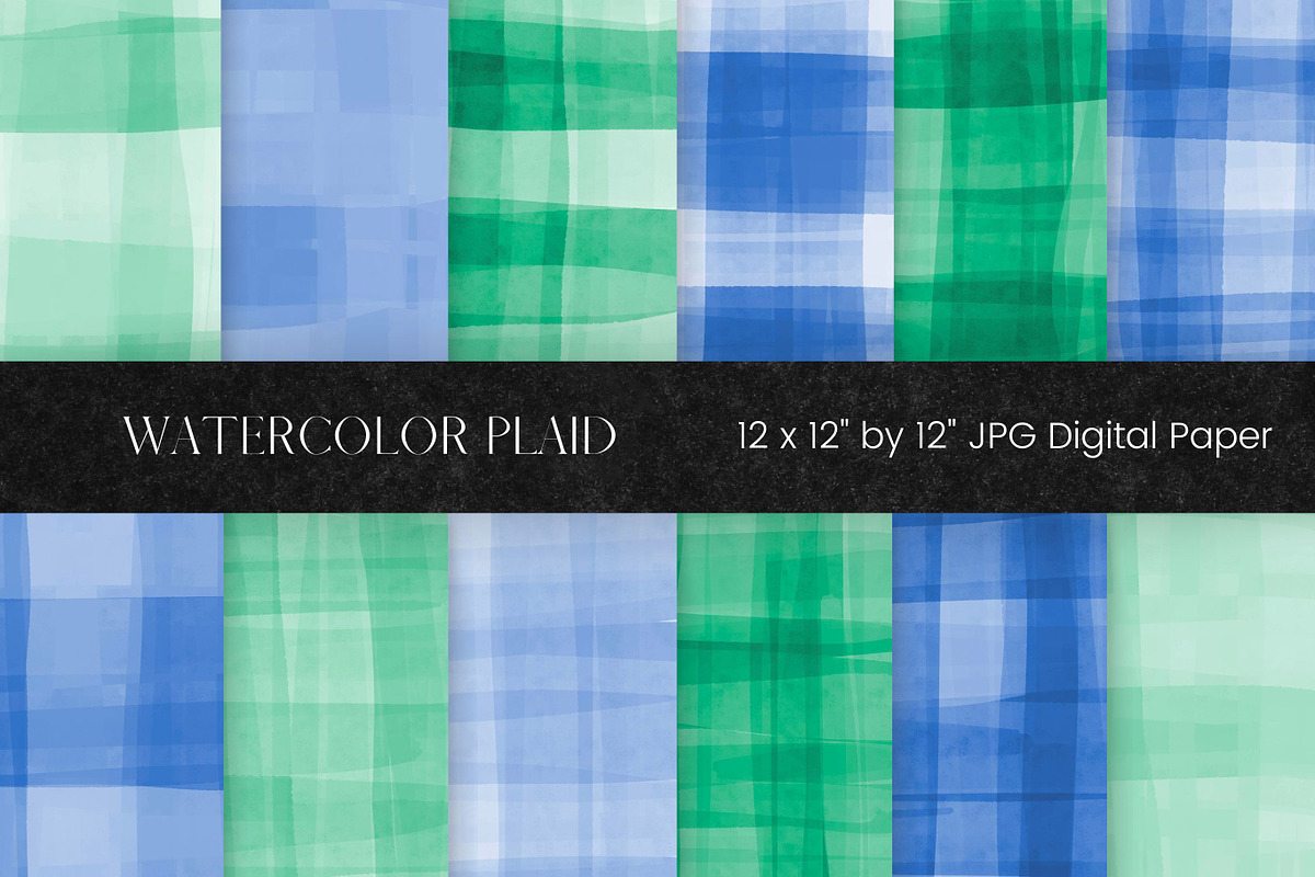 Blue and Green Watercolor Plaid, an Illustration by Pixafied (Photo 1 of 3)