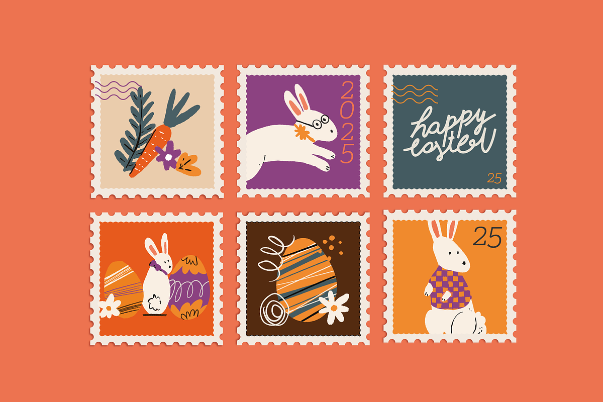 Easter Vector Illustrated Stamps, a Graphic by HeyLuisa