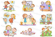 Family clipart set life scene bundle, a Healthcare Illustration by Bubert Art (Thumbnail 3 of 7)