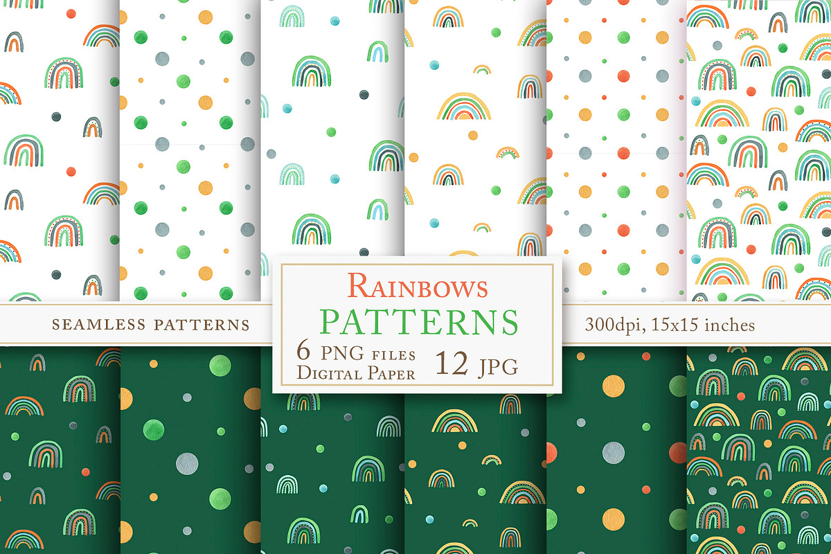 Watercolor RAINBOWS BUNDLE sale, a Pattern Graphic by svetlanaARTdreams (Photo 7 of 16)