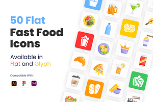 Flat Fast Food Icons, a Duotone Icon by Brickclay