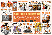 Retro Skeleton Halloween PNG Bundle, an Illustration by OK Design (Thumbnail 1 of 14)