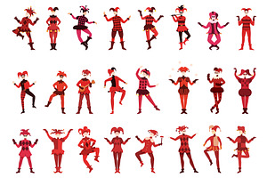 Harlequin icons set cartoon vector, a Person Illustration by Ylivdesign