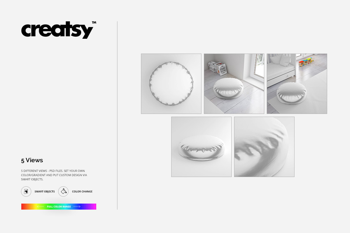 Round Shiny Fabric Pillow Mockup Set, a Product Mockup by creatsy2 (Photo 6 of 7)