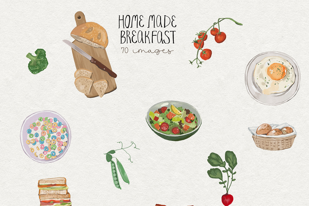 Breakfast Food PNG Images, a Decorative Illustration by whiteheartdesign (Photo 8 of 17)