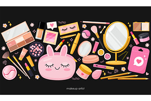 Illustration of makeup products, an Object Illustration by Elen_Art