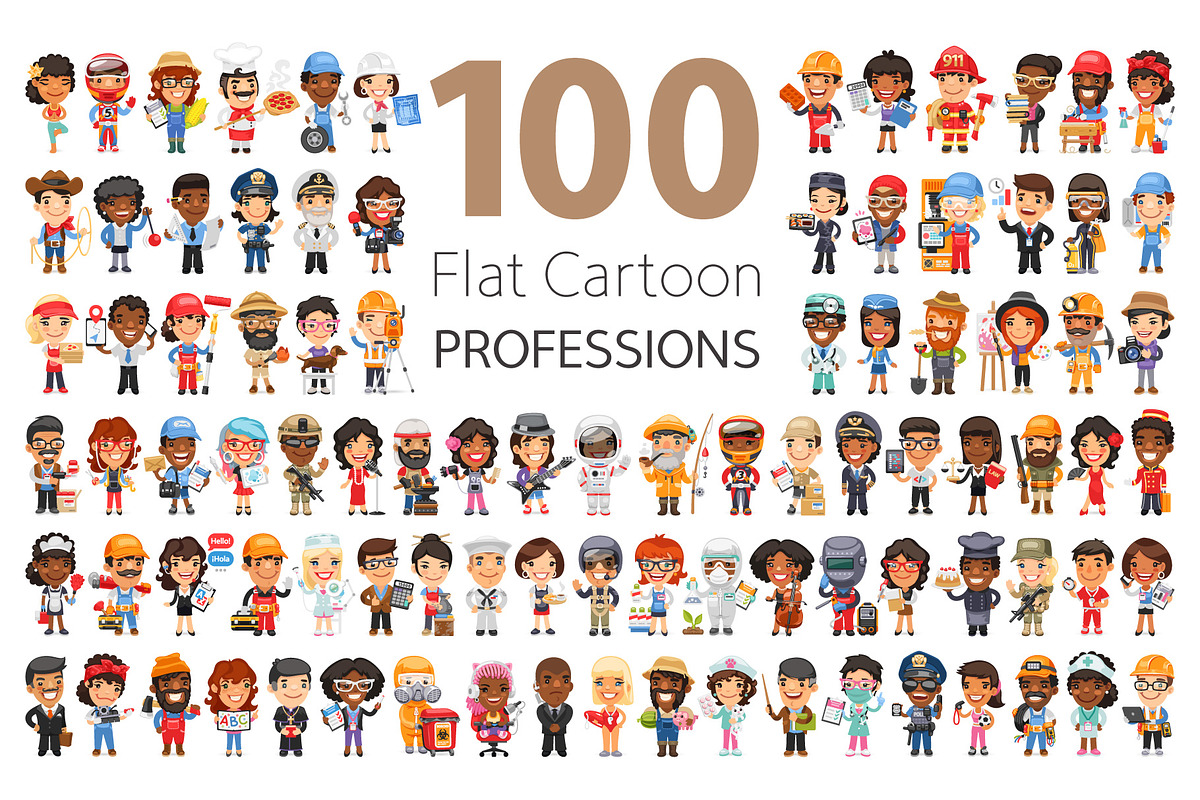 100 Professions Flat Characters, a Person Illustration by Voysla's Shop (Photo 1 of 6)