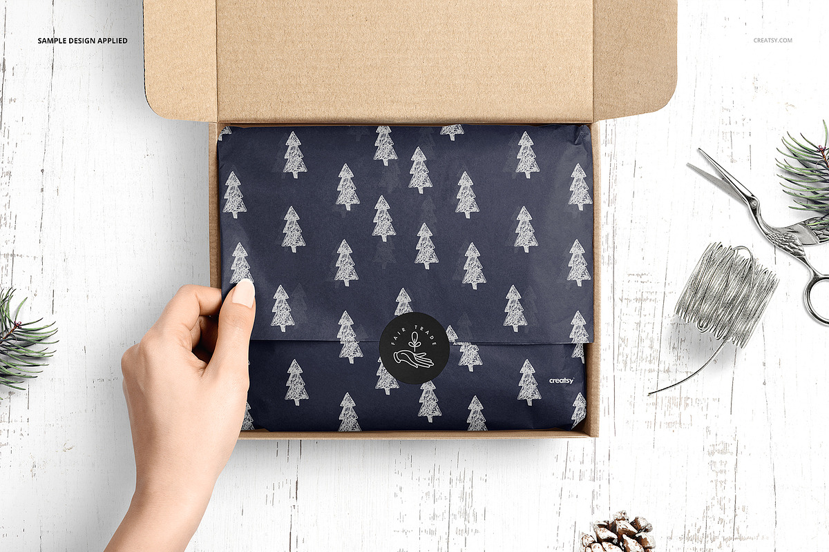 Mailer Box Tissue Paper Mockup Set, a Packaging Mockup by creatsy5 (Photo 6 of 13)