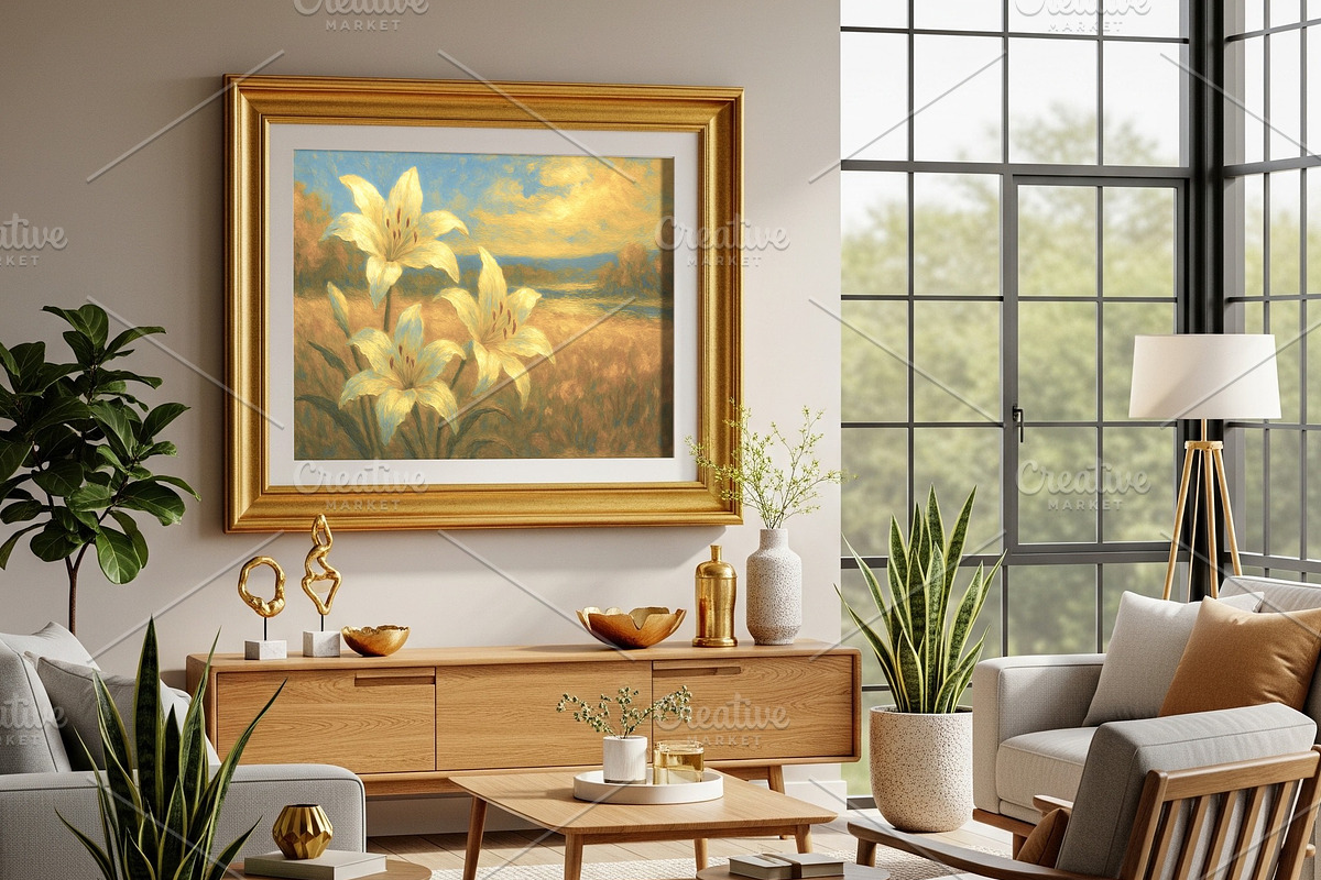 Golden Sunset Lily Painting, a Background Graphic by Floraphoria (Photo 3 of 10)
