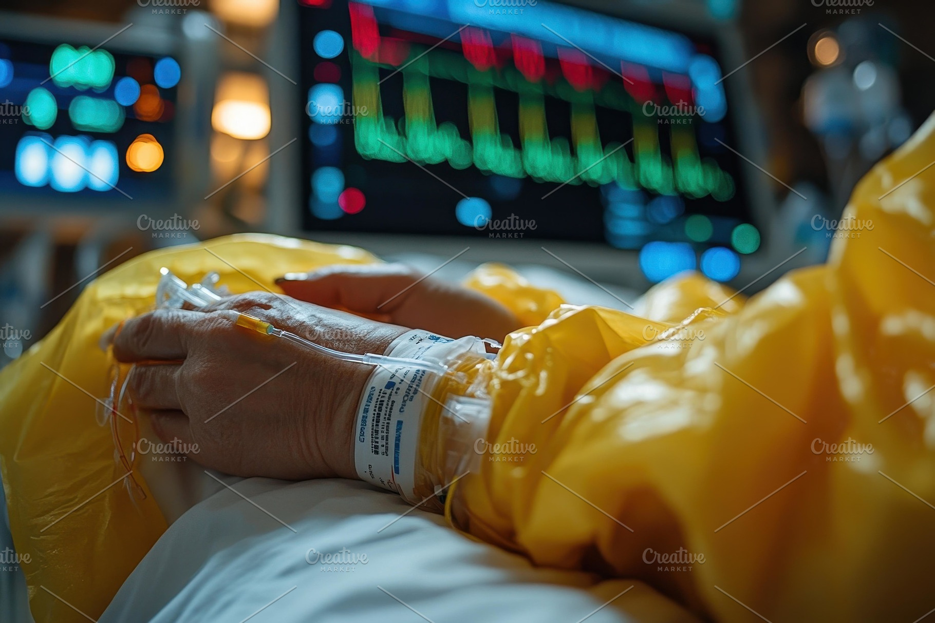 Hospital patient receiving care whil, a Photo by Tanuart