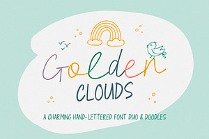 Golden Clouds Font Duo & Doodles