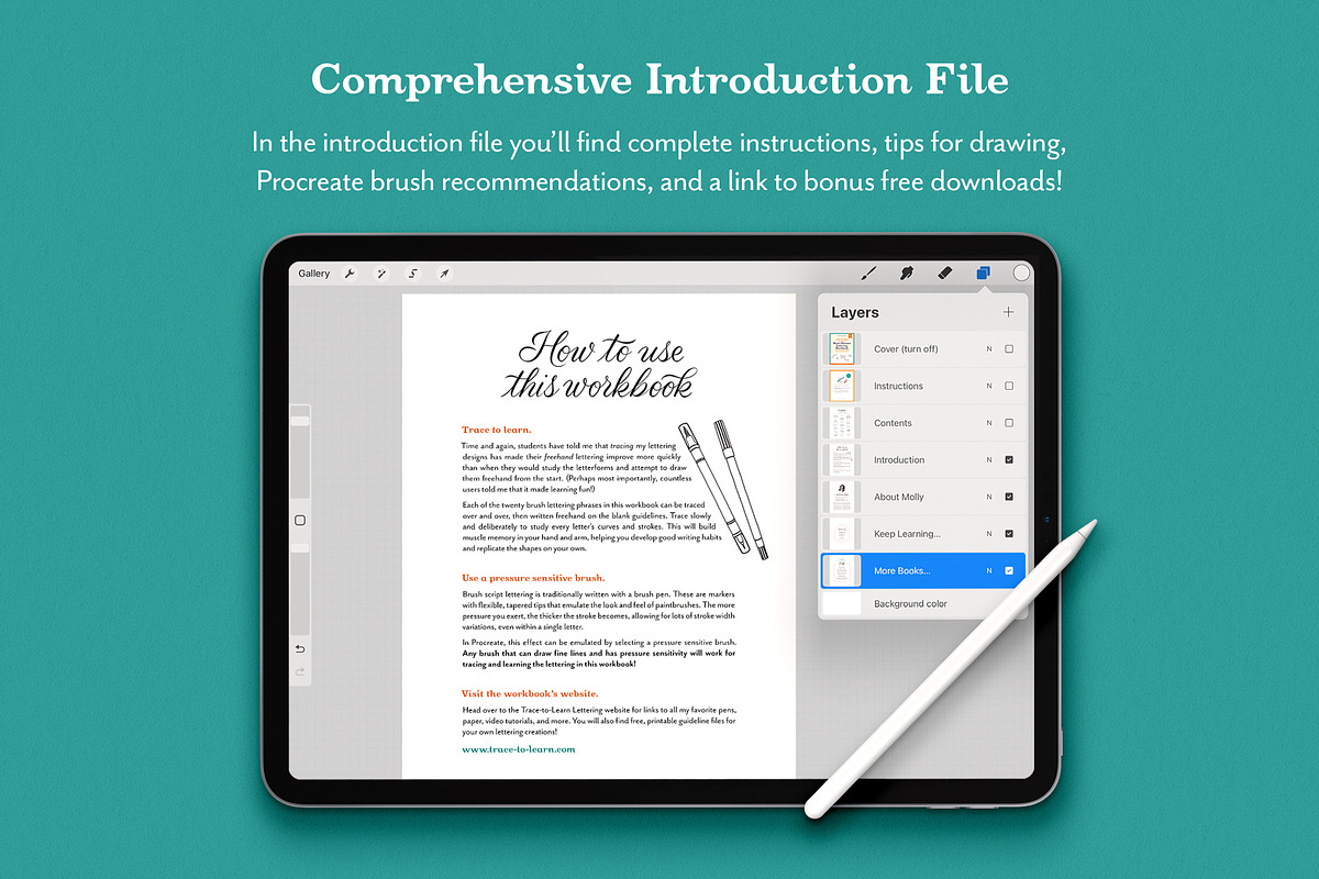 Brush Lettering Procreate Workbook, a Branding & Logo Template by Molly Suber Thorpe (Photo 6 of 7)