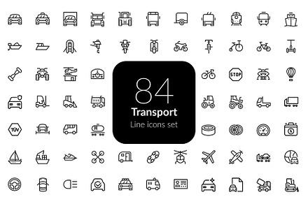 Transport line icons set