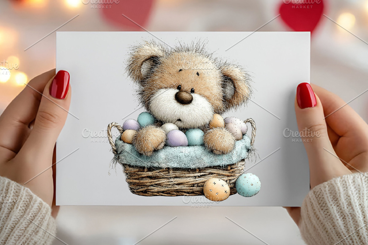 Whimsical Easter Teddy Bear Clipart, an Illustration by Canvas Craft (Photo 5 of 6)