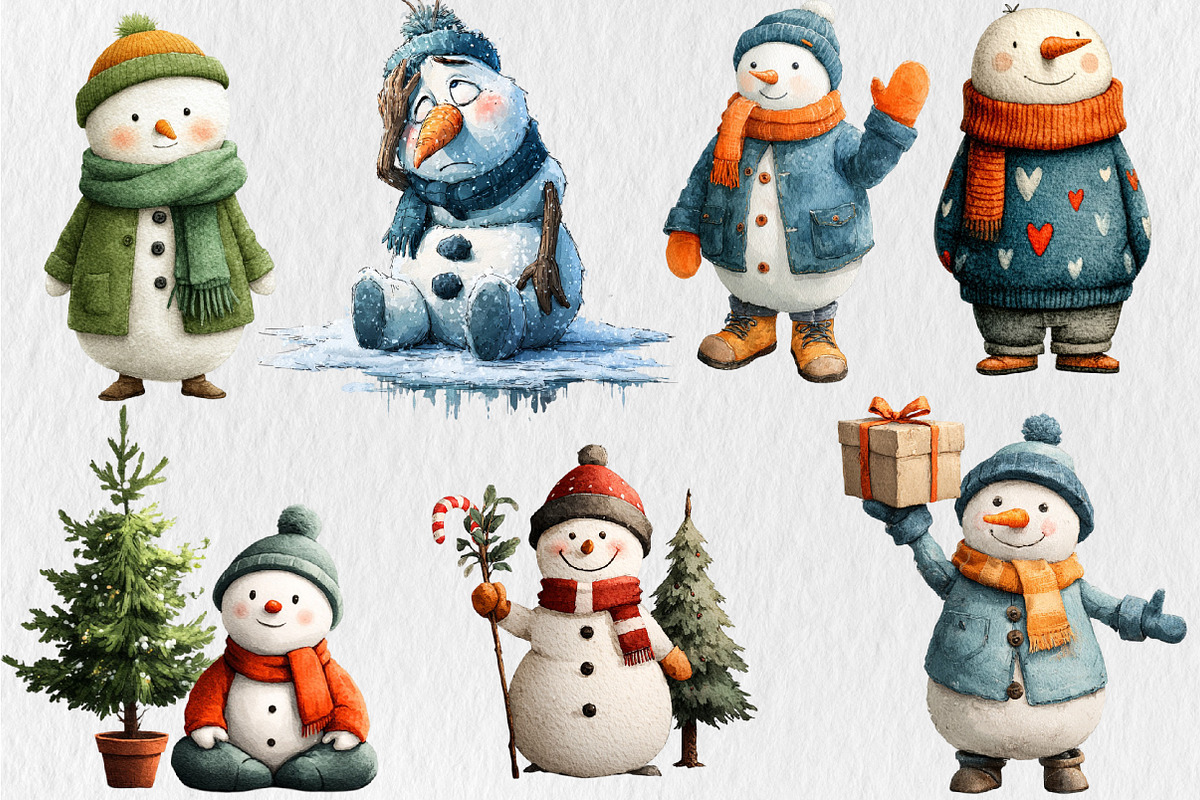 Hand Drawn Style Cartoon Snowman, a Seasonal Illustration by Rose Art (Photo 4 of 4)