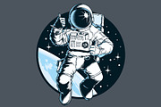 Astronaut in outer space, vector, an Illustration by Ledokolua (Thumbnail 1 of 2)