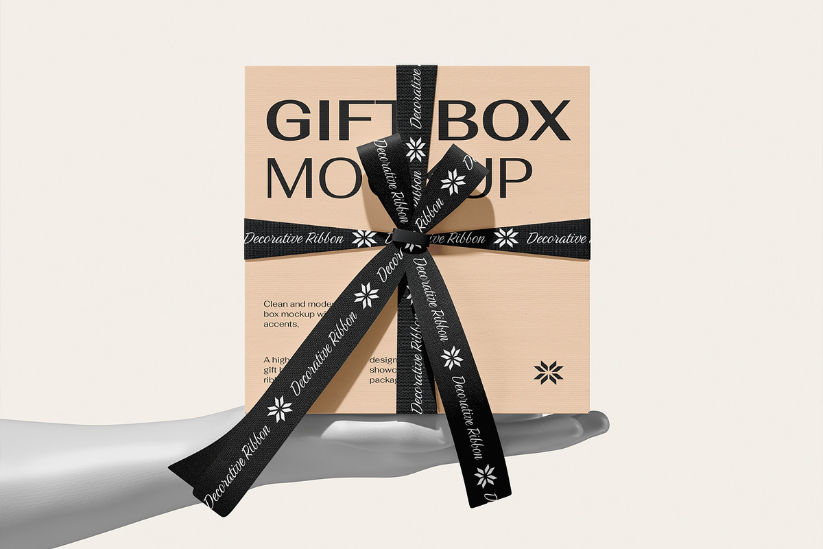 Gift Box and Ribbon Mockup, a Packaging Mockup by Permadi Creative (Photo 2 of 5)