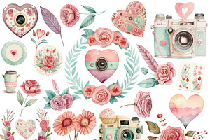 Vintage Camera Valentine Clipart