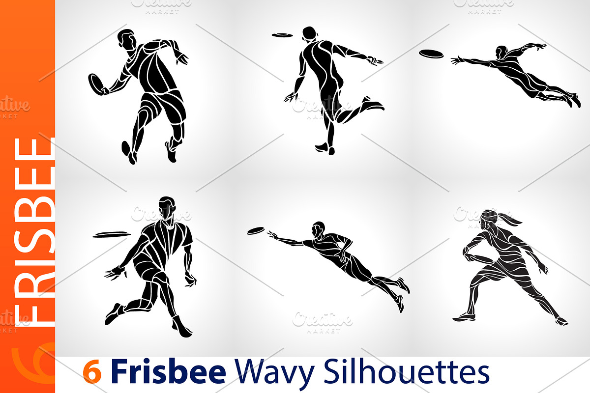Frisbee Playing Silhouette Vector, an Illustration by Kluva's Wavy Silhouettes (Photo 1 of 2)