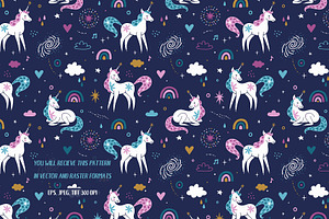 Magic Unicorns. Pattern Design.