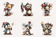 Whimsical Patriotic Animals Clipart, an Animal Illustration by CreationArt (Thumbnail 2 of 7)