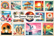 Retro Summer Postage Clipart, an Illustration by Libby Wishes (Thumbnail 1 of 5)