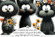 Whimsical Easter Black Cats Clipart, an Illustration by Designking (Thumbnail 1 of 7)