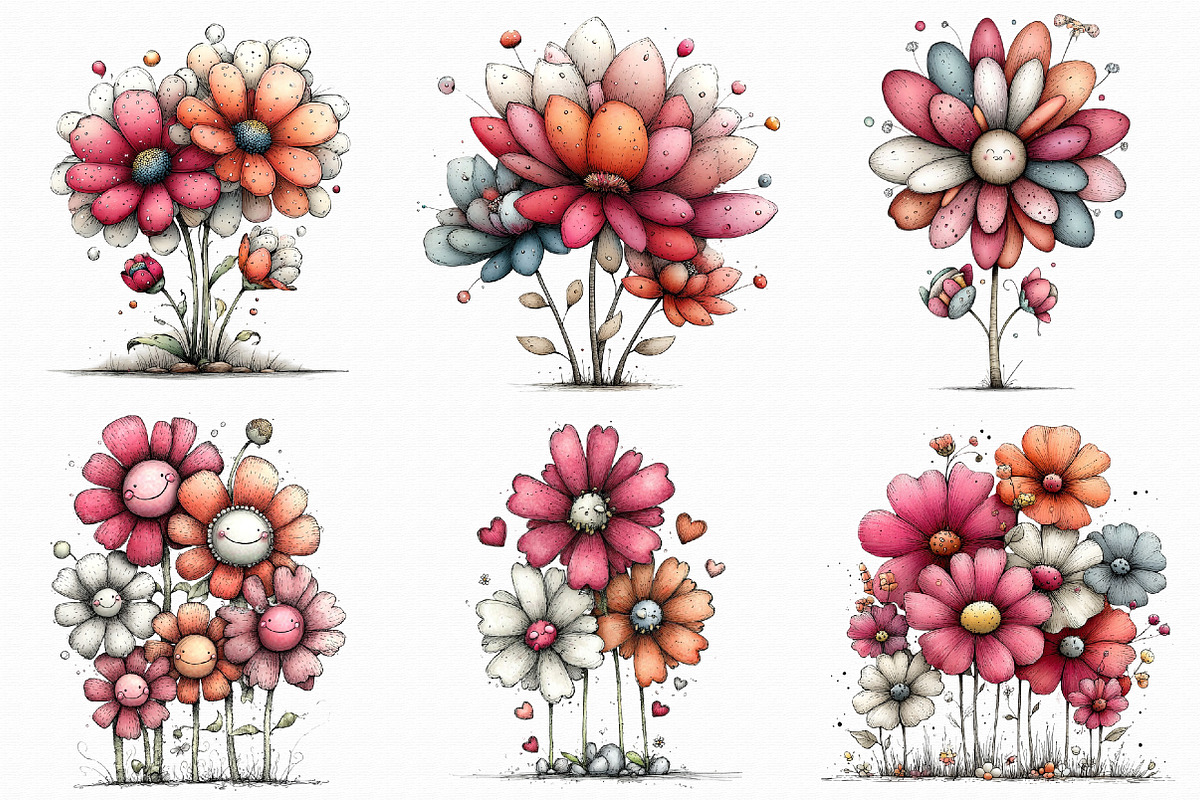 Whimsical Flowers Spring Clipart, an Illustration by Libby Wishes (Photo 7 of 8)