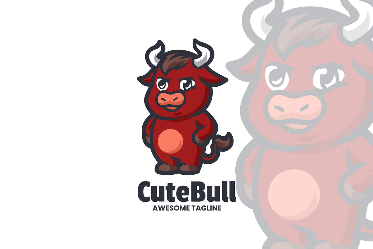Cute Bull Mascot Cartoon Logo., a Branding & Logo Template by VectorCraft