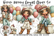 Western Birthday Cowgirl Clipart Set, a Seasonal Illustration by OK Design (Thumbnail 1 of 6)